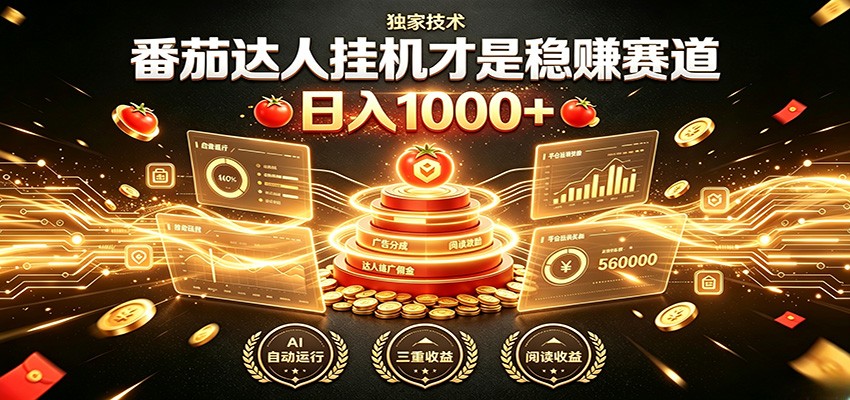 别再瞎找副业！番茄达人挂机才是稳赚赛道 日入1000+-吾爱云课堂