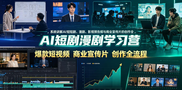 AI短剧漫剧学习营，系统讲解AI短剧、漫剧、影视预告片、爆款短视频与商业宣传片的创作全流程-吾爱云课堂