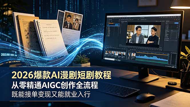 2026 爆款 AI 漫剧短剧教程 从零精通 AIGC 创作全流程 既能接单变现又能就业入行-吾爱云课堂