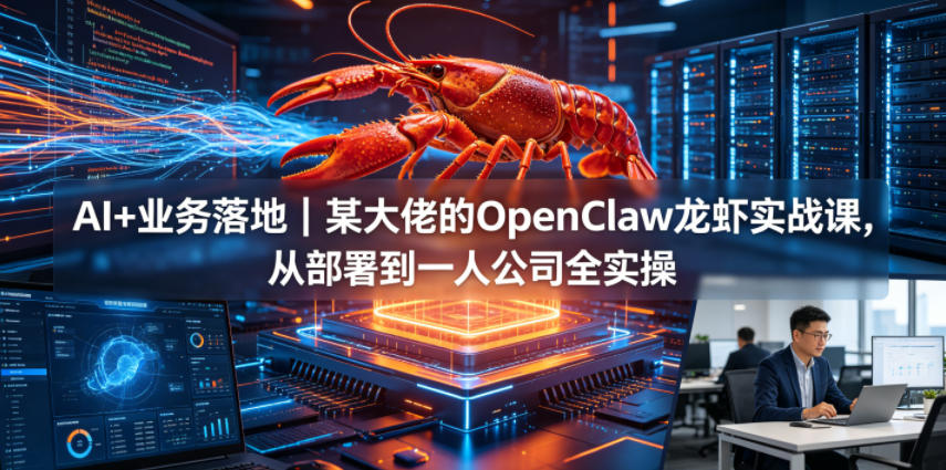 AI+业务落地｜某大佬的OpenClaw小龙虾实战课，从部署到一人公司全实操-吾爱云课堂