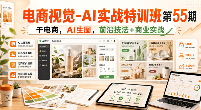 电商视觉-AI实战特训班第55期，干电商，AI生图，前沿技法+商业实战-吾爱云课堂