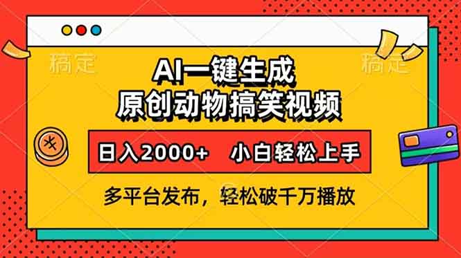 AI一键生成动物搞笑视频,多平台发布,轻松破千万播放,日入2000+,小...-吾爱云课堂