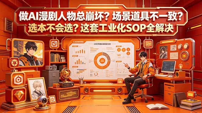 做AI漫剧人物总崩坏?场景道具不一致?选本不会选?这套工业化SOP全解决 (更新-吾爱云课堂