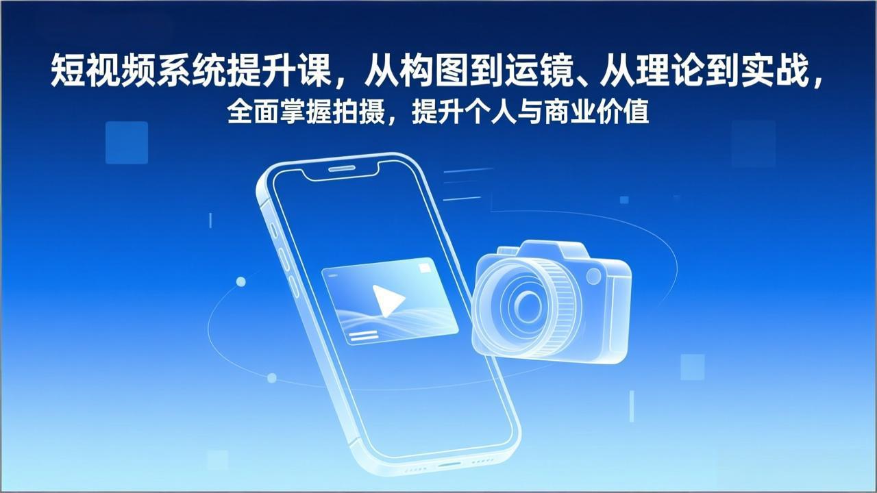 短视频系统提升课，从构图到运镜、从理论到实战，全面掌握拍摄，提升个人与商业价值-吾爱云课堂