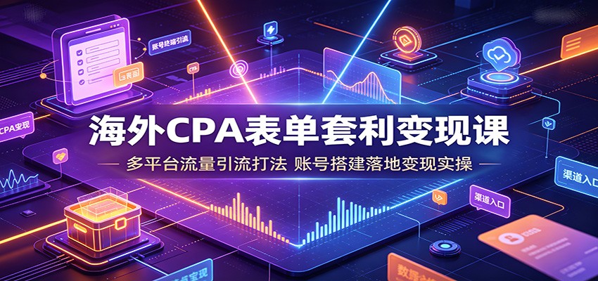 海外CPA表单套利变现课：多平台流量引流打法，账号搭建落地变现实操-吾爱云课堂