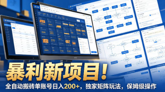 暴利新项目！全自动搬砖单账号日入200+，独家矩阵玩法，保姆级操作【揭秘】-吾爱云课堂
