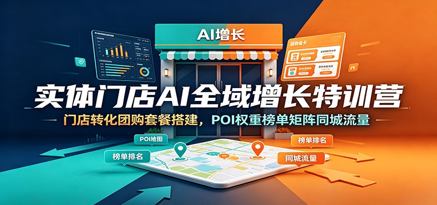 实体门店AI全域增长特训营：门店转化团购套餐搭建，POI权重榜单矩阵同城流量-吾爱云课堂