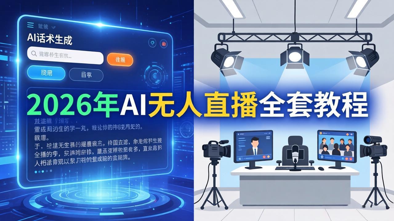 2026年AI无人直播全套教程：OBS安装+软件配置+直播间搭建+话术生成+一键开播实操-吾爱云课堂