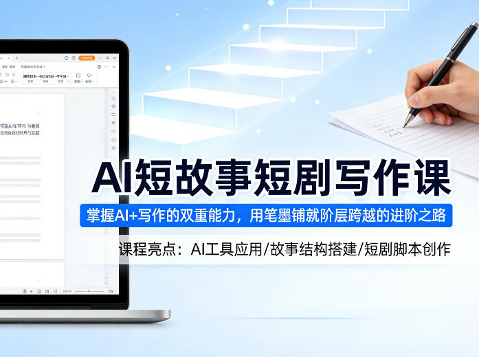 AI短故事短剧写作课，掌握AI+写作的双重能力，用笔墨铺就阶层跨越的进阶之路-吾爱云课堂