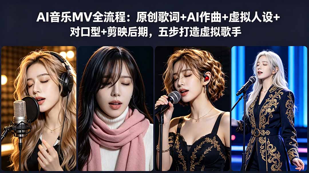 AI音乐MV全流程：原创歌词+AI作曲+虚拟人设+对口型+剪映后期，五步打造虚拟歌手-吾爱云课堂