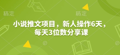小说推文项目,新人操作6天,每天3位数分享课-吾爱云课堂
