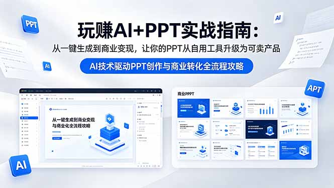 玩赚AI+PPT实战指南-更新5月13：从一键生成到商业变现，让你的PPT从自用工具升级为可卖产品-吾爱云课堂