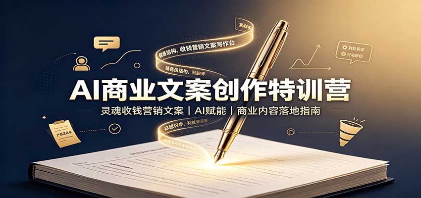 AI商业文案创作特训营：灵魂收钱营销文案，AI赋能，商业内容落地指南-吾爱云课堂