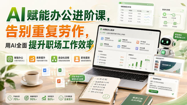 AI赋能办公进阶课，告别重复劳作，用AI全面提升职场工作效率-吾爱云课堂