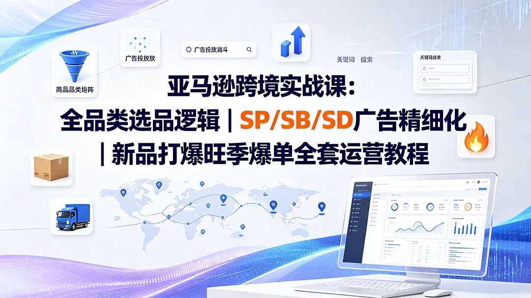 亚马逊跨境实战课-更新8月：全品类选品逻辑｜SP/SB/SD广告精细化｜新品打爆旺季爆单全套运营教程-吾爱云课堂