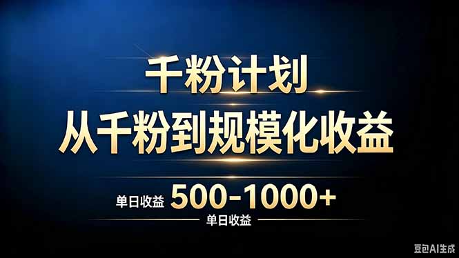 抖音千粉账号计划，从千粉到规模化收益 500-1000+单日收益-吾爱云课堂
