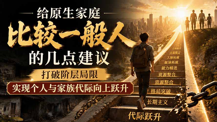 付费文章：给原生家庭比较一般人的几点建议，打破阶层局限，实现个人与家族代际向上跃升-吾爱云课堂