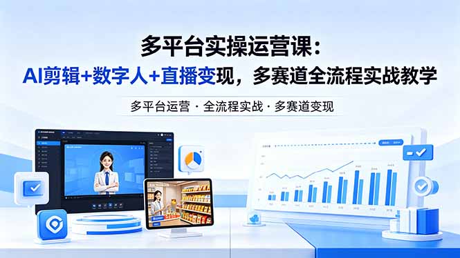 某团队多平台实操运营课-更新26年4月20：AI剪辑+数字人+直播变现，多赛道全流程实战教学-吾爱云课堂