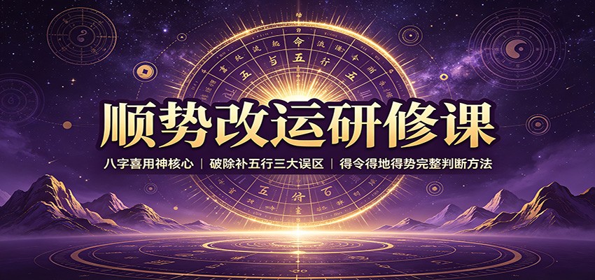 顺势改运研修课：八字喜用神核心，破除补五行三大误区，得令得地得势完整判断方法-吾爱云课堂