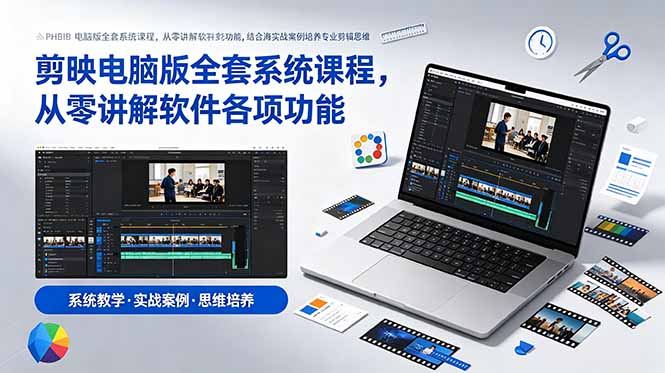 剪映电脑版全套系统课程，从零讲解软件各项功能，结合海量实战案例培养专业剪辑思维-吾爱云课堂