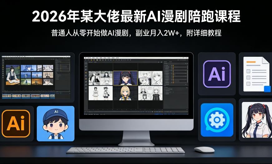 26年某大佬最新Ai漫剧陪跑课程，普通人从零开始做AI漫剧，副业月入2W+-吾爱云课堂