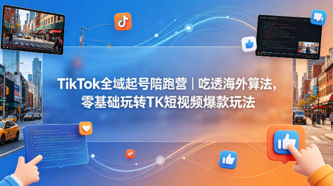TikTok全域起号陪跑营｜吃透海外算法，零基础玩转TK短视频爆款玩法-吾爱云课堂