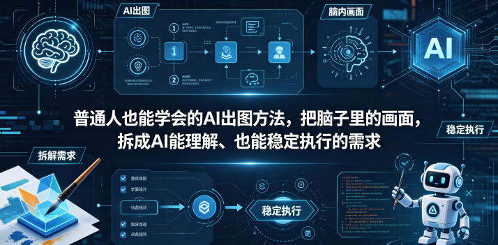 普通⼈也能学会的AI出图⽅法，把脑子里的画面，拆成AI能理解、也能稳定执行的需求【文档】-吾爱云课堂