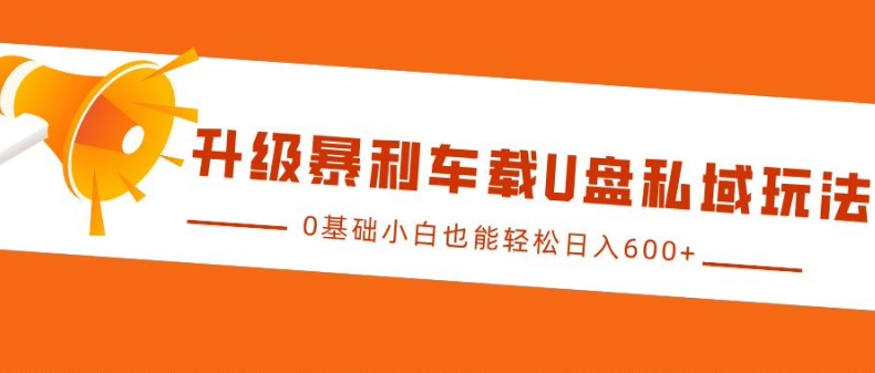 升级暴利车载U盘私域玩法,0基础小白也能轻松日入多张【揭秘】-吾爱云课堂