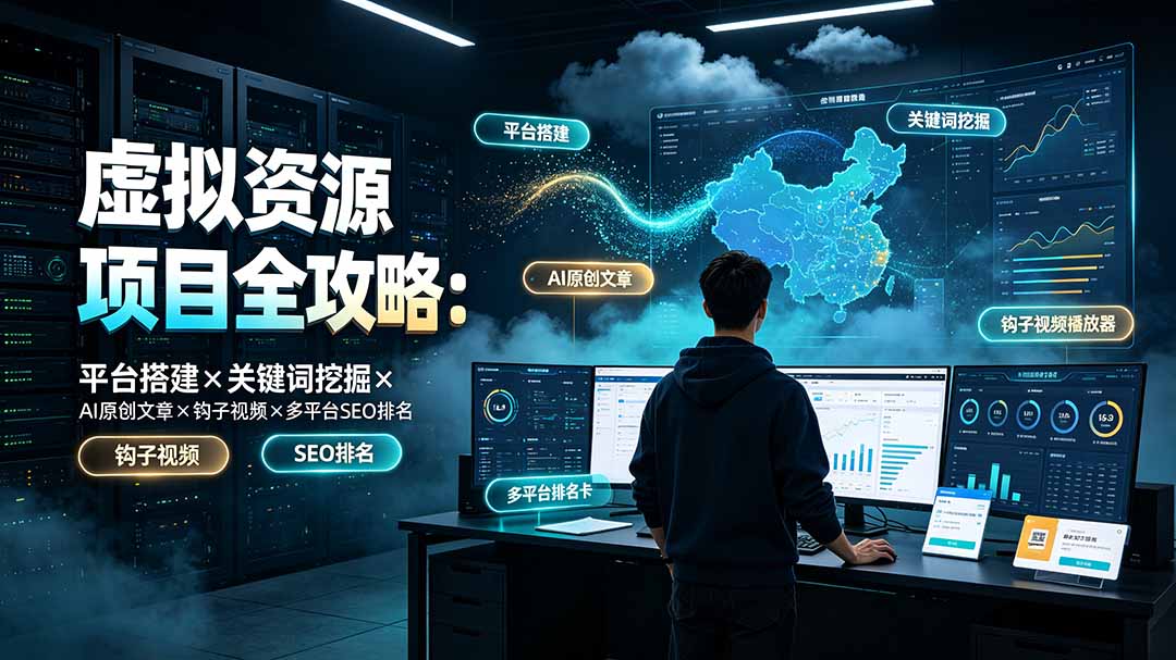 虚拟资源项目全攻略：平台搭建×关键词挖掘×AI原创文章×钩子视频×多平台SEO排名-吾爱云课堂