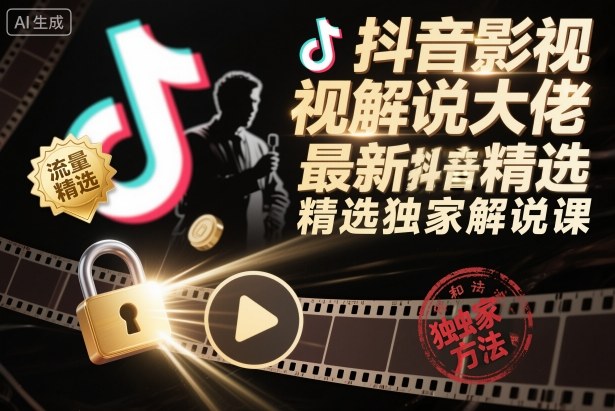 抖音影视解说大佬最新抖音进精选和独家方法，精选独家解说课(更新26年3月)-吾爱云课堂
