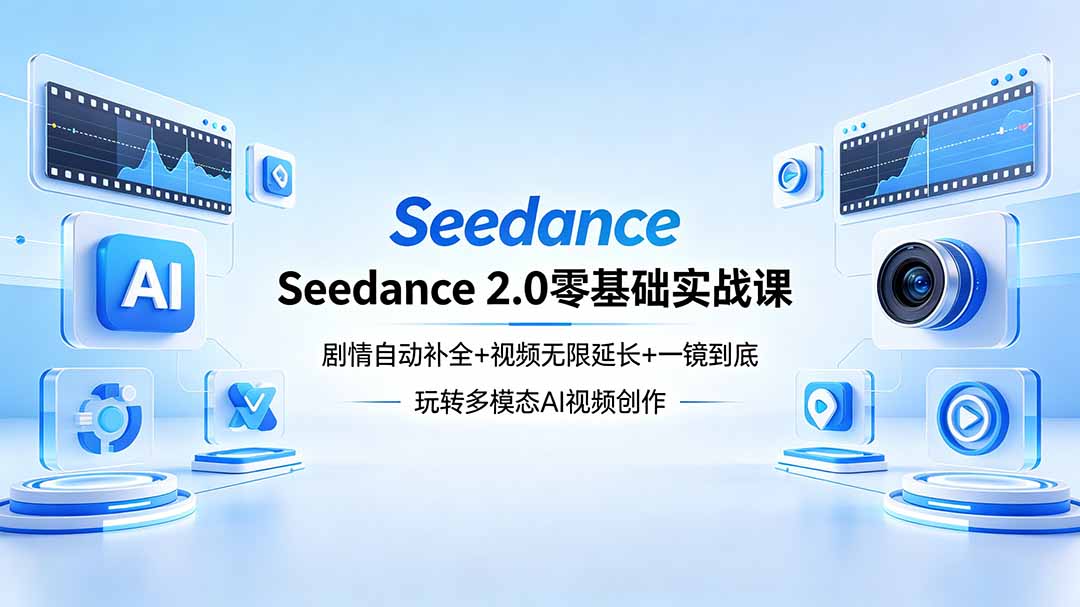 Seedance 2.0零基础实战课：剧情自动补全+视频无限延长+一镜到底：玩转多模态AI视频创作-吾爱云课堂