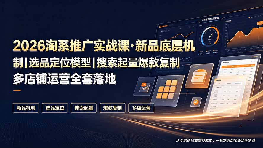2026淘系推广实战课·新品底层机制｜选品定位模型｜搜索起量爆款复制多店铺运营全套落地教程-吾爱云课堂