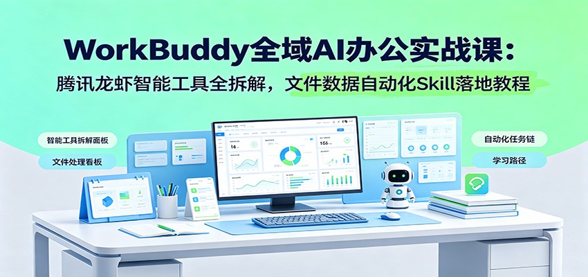WorkBuddy全域AI办公实战课:腾讯龙虾智能工具全拆解,文件数据自动化Skill落地教程-吾爱云课堂