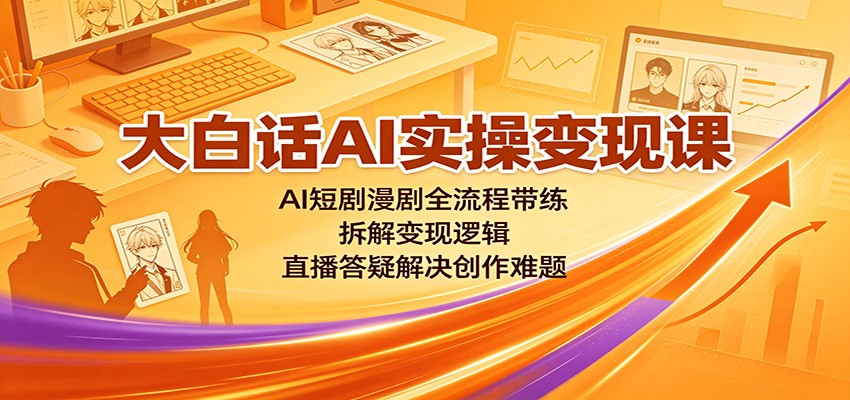 大白话AI实操变现课：AI短剧漫剧全流程带练，拆解变现逻辑，直播答疑解决创作难题-吾爱云课堂