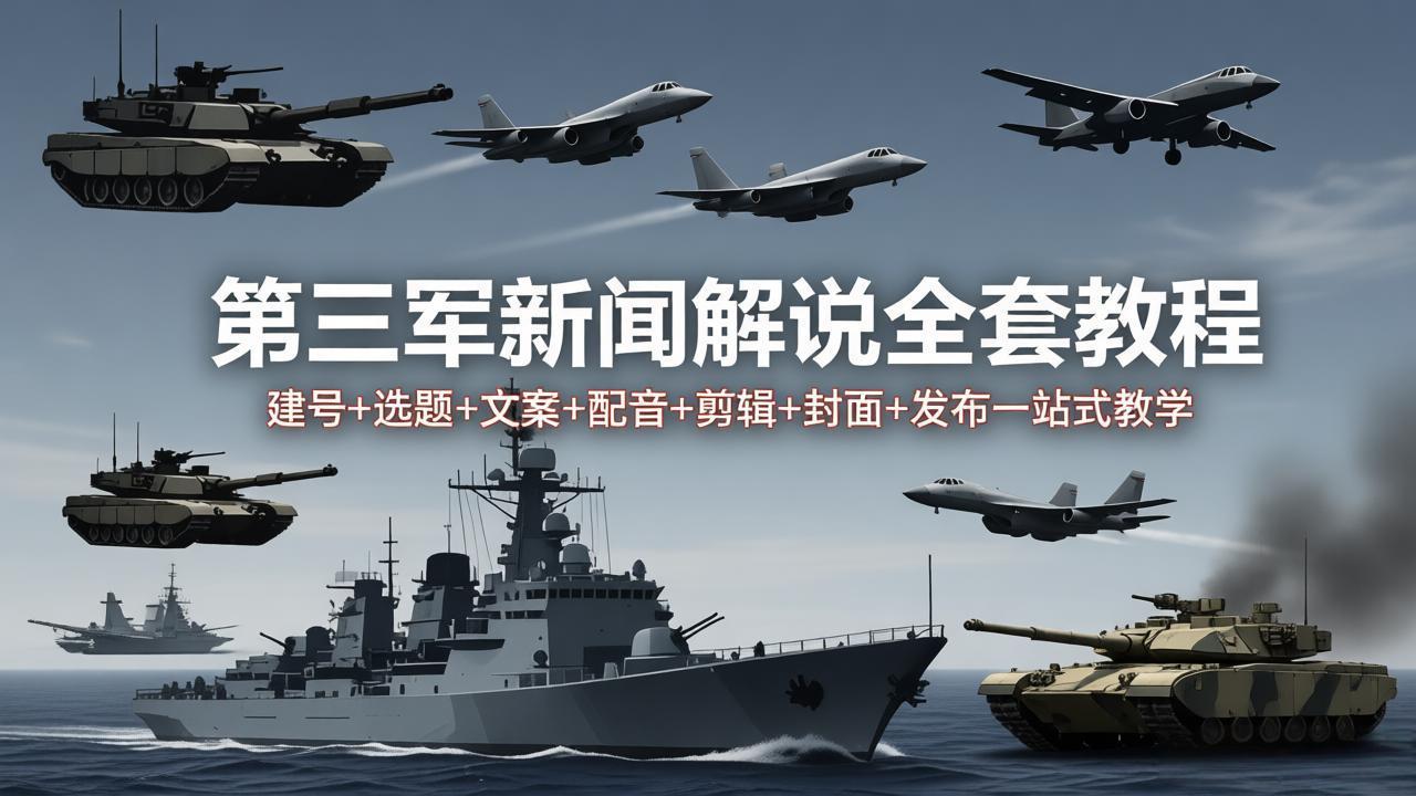 第三军迷新闻解说全套教程：建号+选题+文案+配音+剪辑+封面+发布一站式教学-吾爱云课堂