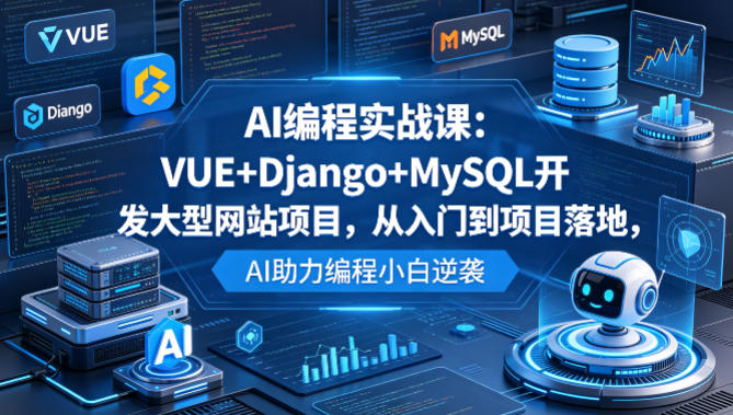 AI编程实战课：VUE+Django+MySQL开发大型网站项目，从入门到项目落地，AI助力编程小白逆袭-吾爱云课堂
