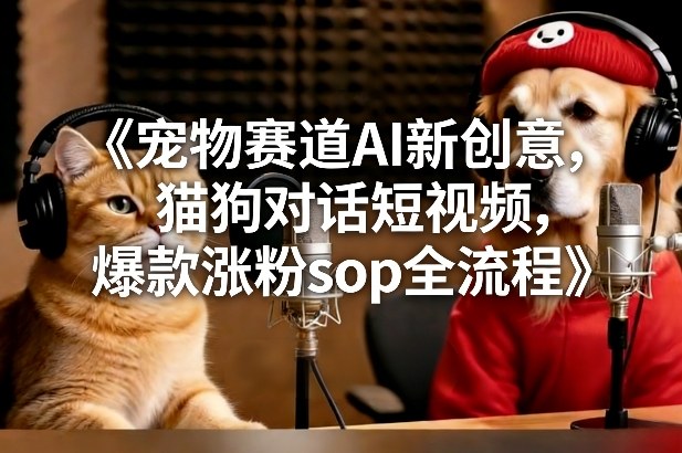 宠物赛道AI新创意，猫狗对话短视频，爆款涨粉sop全流程-吾爱云课堂