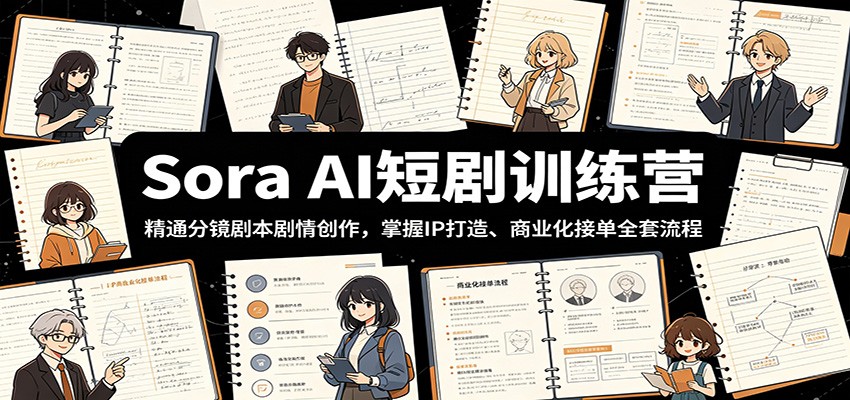 Sora AI短剧训练营：精通分镜剧本剧情创作，掌握IP打造、商业化接单全套流程-吾爱云课堂