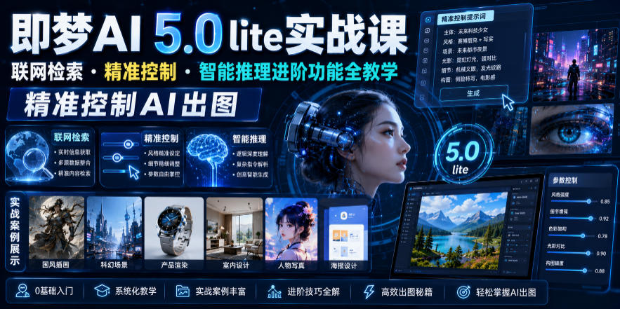 即梦AI 5.0 lite实战课，联网检索・精准控制・智能推理进阶功能全教学，精准控制AI出图-吾爱云课堂