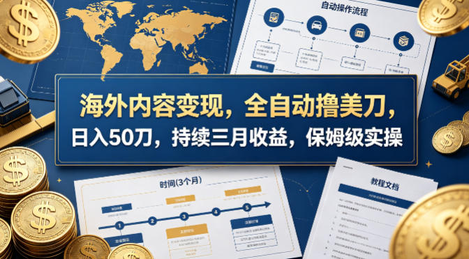 海外内容变现，全自动撸美刀，日入50刀，持续三月收益，保姆级实操【揭秘】-吾爱云课堂