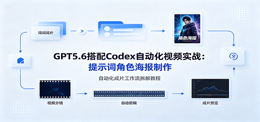 GPT5.6搭配Codex自动化视频实战:提示词角色海报制作,自动化成片工作流拆解教程-吾爱云课堂