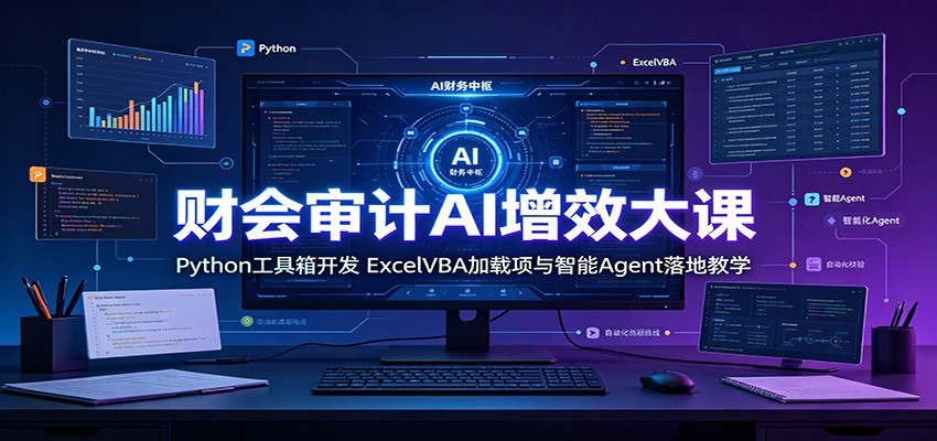 财会审计AI增效大课：Python工具箱开发，ExcelVBA加载项与智能Agent落地教学-吾爱云课堂