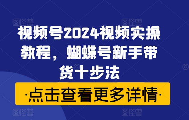 视频号2024视频实操教程，蝴蝶号新手带货十步法-吾爱云课堂