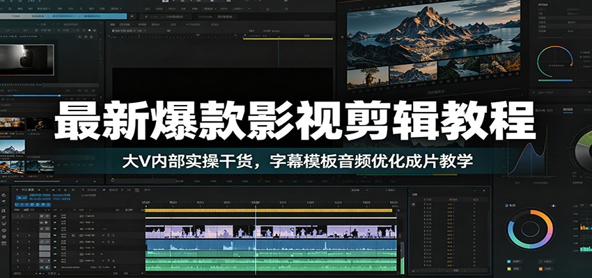 最新爆款影视剪辑教程：大V内部实操干货，字幕模板音频优化成片教学-吾爱云课堂