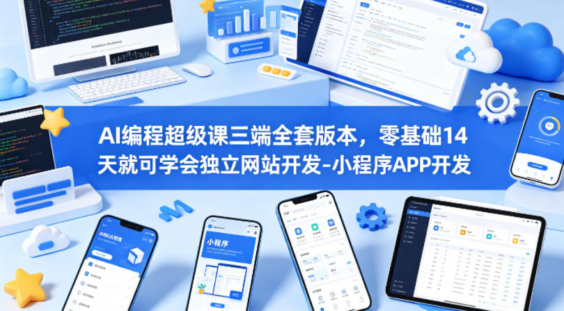 AI编程超级课三端全套版本，零基础14天就可学会独立网站开发-小程序APP开发-吾爱云课堂