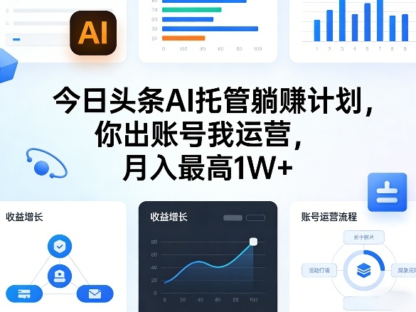 今日头条AI托管躺賺计划，你出账号我运营，月入最高1W+【揭秘】-吾爱云课堂