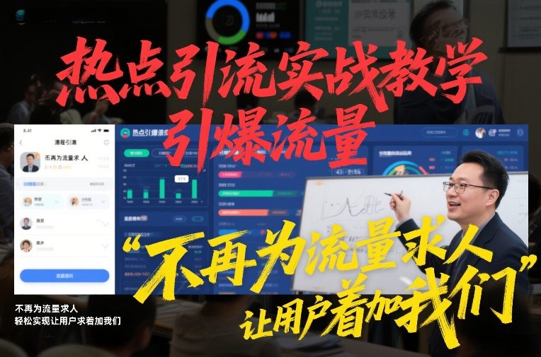 热点引流实战教学，引爆流量，不再为流量求人，轻松实现让用户求着加我们-吾爱云课堂