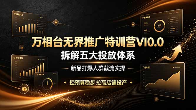 万相台无界推广特训营VI0.0，拆解五大投放体系，新品打爆人群截流实操，控预算稳步拉高店铺投产-吾爱云课堂