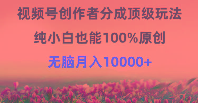(9608期)视频号创作者分成顶级玩法，纯小白也能100%原创，无脑月入10000+-吾爱云课堂