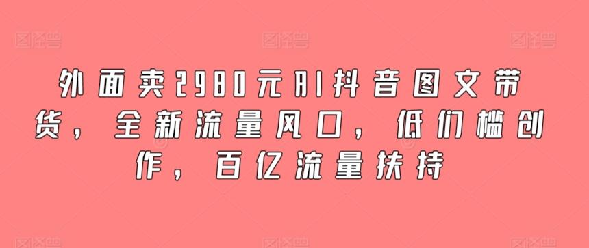 外面卖2980元AI抖音图文带货,全新流量风口,低们槛创作,百亿流量扶持-吾爱云课堂